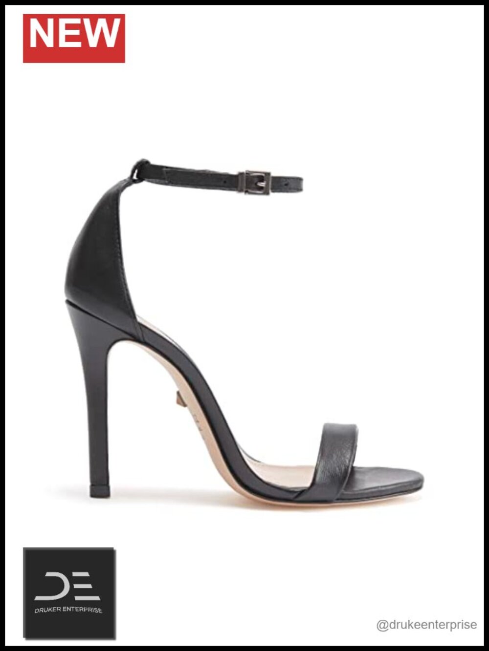 Leather Ankle Strap Stiletto Heel Dress Sandals Open Toe